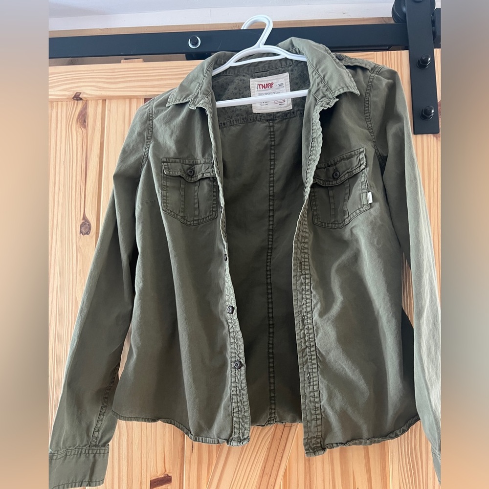 TNA Olive Green Button Up Top